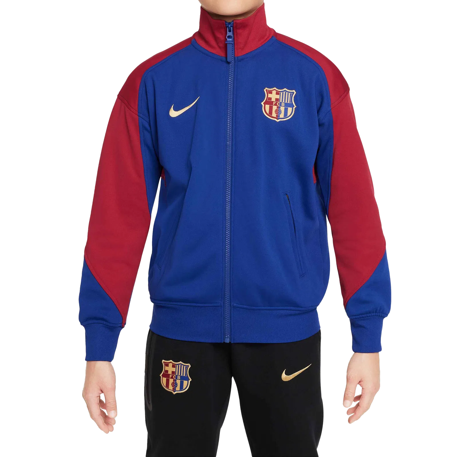 Nike FC Barcelona Academy Pro melegítőfelső, gyerekméret, kék - piros